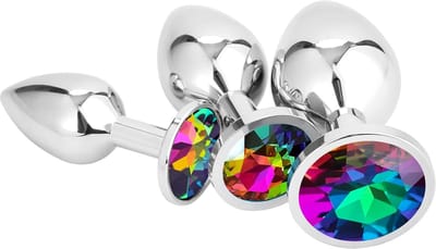 Lzwintrading - Buttplug Metaal - Sex Toys voor Vrouwen & Mannen - Butt Plug Set 3-Delige - Sex Toys voor Koppels - Anale Speeltjes - Anaal Dildo - Buttplug Groot Diamant - Buttplug Large XL RVS