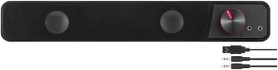 Stereo Soundbar - Compacte Speaker - Muziek Luisteren - Verlichte Volumeknop - 382x69x60 mm - Zwart