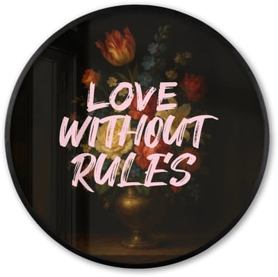 Poster in lijst Rond - Fotolijst 60x60 cm - Posters - Liefde - Modern - Bloemen - Ronde posterlijst zwart - Decoratie - Wanddecoratie woonkamer - Muurdecoratie slaapkamer