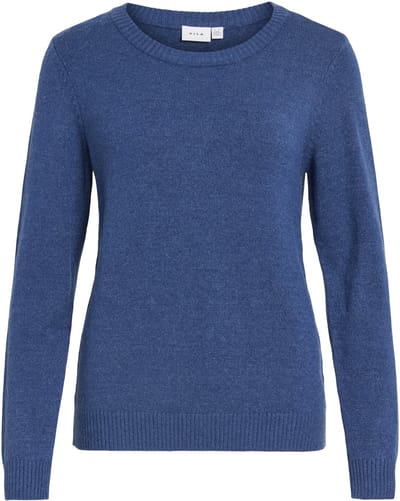 Vila Trui Viril O-neck L/s Knit Top - Noos 14054177 Navy Peony/dark Melange Dames Maat - M