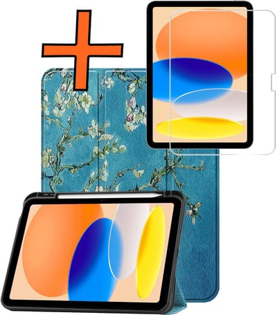 Hoesje - Geschikt voor Apple iPad A16/A18 (2025/2026) - 11 inch (11e & 12e generatie) - Met Screenprotector - Trifold Bookcase - Hard Cover Case - Met Uitsparing Geschikt voor Apple Pencil - Hardcover Book - Tablet Hoes - Bloesem