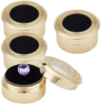 Dailygoods- Displaybox 4 Stuks - Vitrinekast voor Edelstenen - Opbergdozen met Doorzichtig Venster - Kussen voor Sieraden - Afmetingen 3,25 x 1,65 cm / 1,28 x 0,65 cm - Sieradenbox