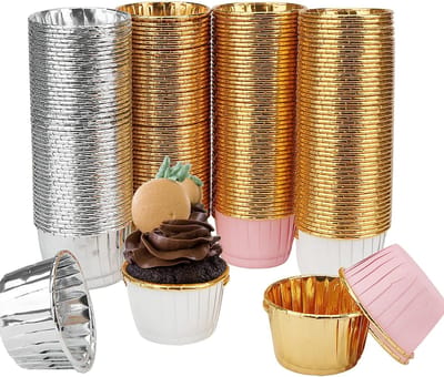 Dailygoods- Cupcake Cases 200PCS - Hittebestendige Muffin Cases - Vetvrije Bakbekers - Aluminiumfolie - 50x40mm - 4 Kleuren - Muffinbakjes
