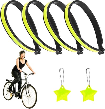 Set van 4 Reflecterende Hondenhalsbanden en Reflecterende Broekclips voor Joggen, Wandelen, Fietsen en Kamperen, Stretchy en Veiligheidshangers