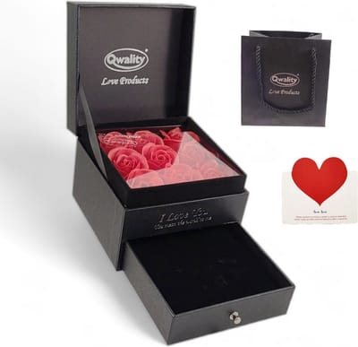 Rozen in Luxe Giftbox met Sieradenlade - Moederdag - Valentijn - Cadeau voor vriendin moeder haar - Qwality®