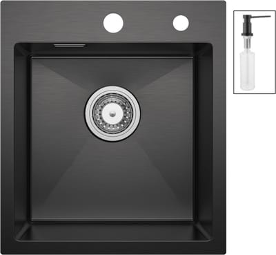 SOFETIY MAX Spoelbak Keuken 40x45 cm - Spoelbakken Keuken Met Zeepdispenser - Roestvrijstalen spoelbak voor kasten van 40 cm en groter - Antraciet
