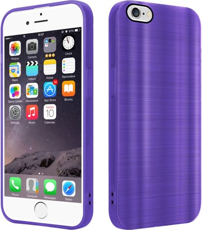 Cadorabo Hoesje geschikt voor Apple iPhone 6 / 6S in Brushed Paars - Beschermhoes Case Cover van flexibel TPU silicone in Brushed design