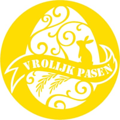 Herbuikbare raamsticker Vrolijk pasen in een ei vorm met konijn| Rosami Decoratiestickers