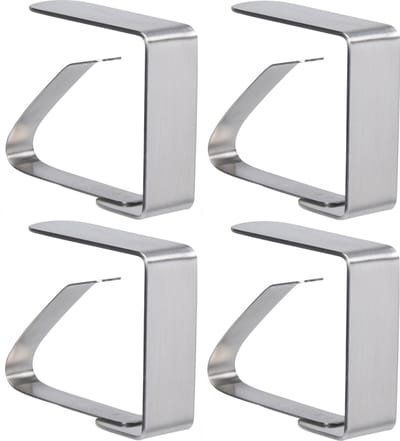 Tafelkleed klemmen - 4x stuks - RVS metaal - 5 x 4 cm - zilver