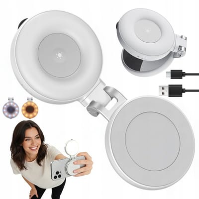 Invullicht - Ringlicht - Telefoon Ringlicht - 3 kleurtemperaturen dimbaar & 360° draaibaar - Magnetische ring & met make-upspiegel - Compact & draagbaar - Voor selfie, livestream & make-up