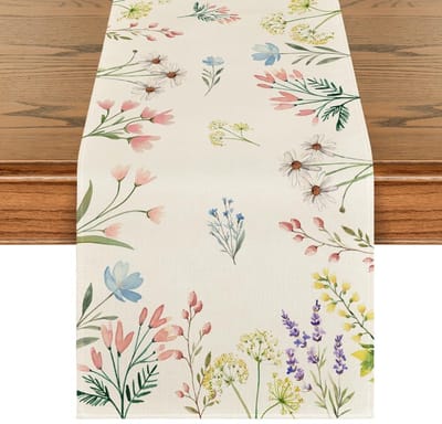 Jhubersproducts - Tischläufer - Bloemen - Saisonnale Keuken Decoratie - 40 x 240 cm - Vakantie en Feest - Uniek Materiaal