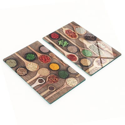 Keukenplanken van gehard glas met afbeeldingen van kruiden en specerijen, 2x30x52 cm