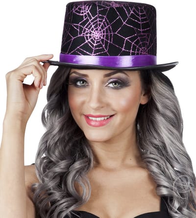 Boland - Hoed Glitter web Zwart - Één maat - Volwassenen - Vrouwen