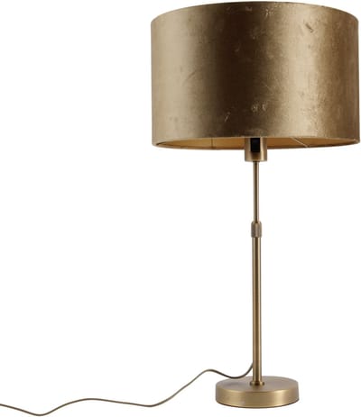QAZQA parte shade - Klassieke Tafellamp met kap - 1 lichts - H 68 cm - Brons - Woonkamer | Slaapkamer | Keuken
