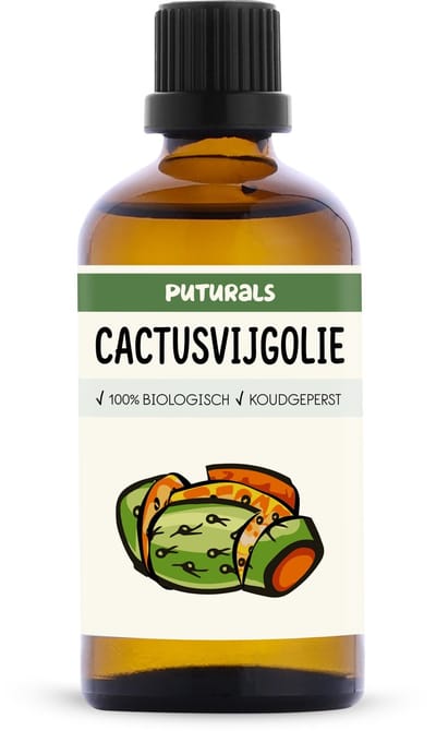 Puturals Cactusvijgolie 100% Biologisch - 100ml - Koudgeperst en Puur - Prickly Pear Oil uit Marokko voor Gezicht en Haar