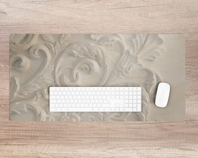 Coloray Bureau Onderlegger - Bladeren in het zand Bureau Mat - 90 cm x 45 cm - Grijs Bureau Onderlegger - Bureaumat - Onderlegger Bureau - Bureau Onderlegger Groot - Bureau Onderlegger XXL