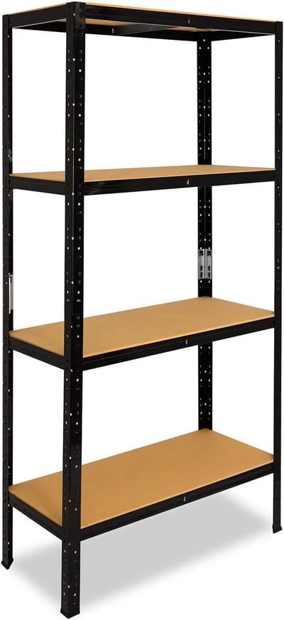 Metalen stellingkast 180x50x45 cm zwart met 4 zware legborden 175 kg