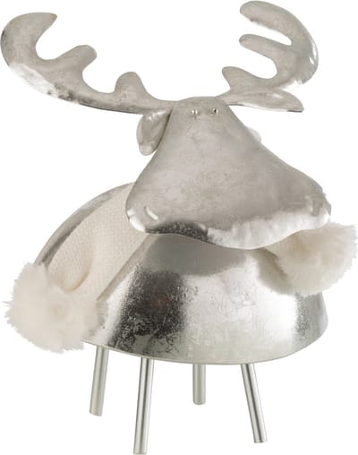 J-Line figuur Hert - metaal/textiel - zilver/wit - medium