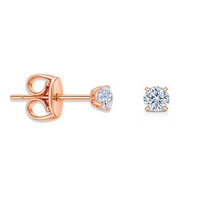Pax Amare Zirkonia Oorbellen Dames - Stainless Steel Oorknopjes met Steentje - Rosé Goud - 4mm