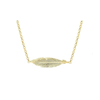 YO&NO - Ketting - Zilver verguld  - Anker - Veer - 8/30mm - 1.8mm - 44cm - Sieraden Vrouw - Zilver 925