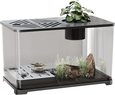 Vistank - Aquarium Kom - Huisdecoratie - Panoramisch HD Zicht - 39.5 cm - Zwart