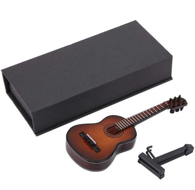 Houten Miniatuur Gitaar Model Decoratie met Standaard en Opbergdoos
