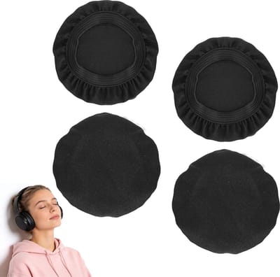 Inovra - 4 stuks rekbare wasbare hoofdtelefoon, diameter 9 cm, afdekkingen van gebreide stof, oorkussens, cover past op 2,3 inch - 3,4 inch (6 cm - 8,5 cm) hoofdtelefoon, zacht en comfortabel, voor