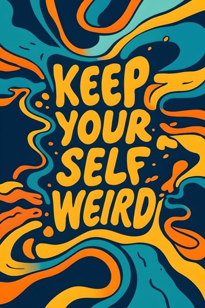 Houd jezelf raar – Psychedelische typografieposter (A4, glanzend fotopapier)