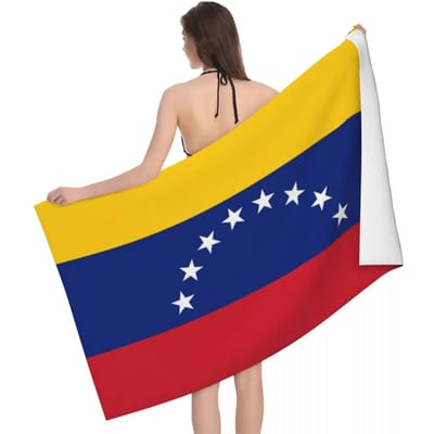 Vlag van Venezuela Strandlaken Sneldrogend Zacht Linnen Microvezel Douche Sauna Handdoeken W40*H60(CM) yellow