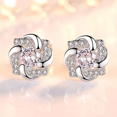 925 Sterling Zilver Bloem Stud Oorbellen Voor Vrouwen Meisjes Verlovingsfeest Bruiloft Sieraden Pendientes Eh164 gray