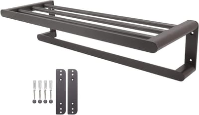 Handdoekrek Badkamer - Handdoekhouder Plank - Badkamer Organiseren - Ruimte Aluminium - 50 cm - Grijs