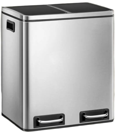 2 x 15 liter afvalscheidingssysteem - Garbage Bin - Trash Can - roestvrij staal - robuust en duurzaam - 41x47x36cm