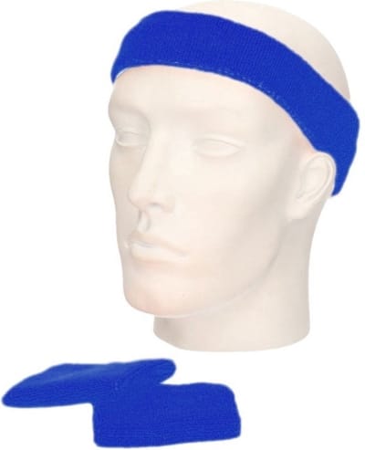 CHPN - Zweetband - Hoofdband - Zweetband set - Set - Polsbandjes - Zweetbandjes - Badstof - 3-delig - Katoen - Elastisch - Sportband - Sport accessoire - Donkerblauw