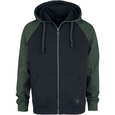 R.E.D. by EMP Vest met capuchon - Schwarz/grüner Kapuzenpullover mit Raglan-Ärmeln - S tot XXL - voor Mannen - zwart-donkergroen