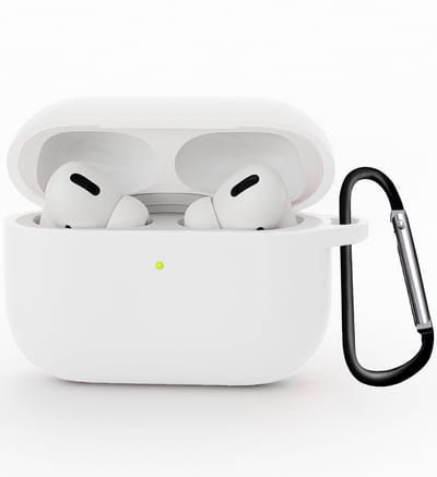 Hoesje Geschikt voor Apple Airpods Pro 3 - Siliconen Hoes met Clip - Silicone Case Cover - Wit