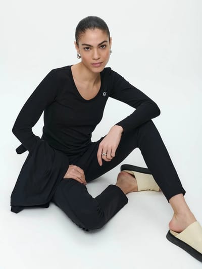 T shirt R Neck Easy Wear Organic Cotton | Black - Black / S