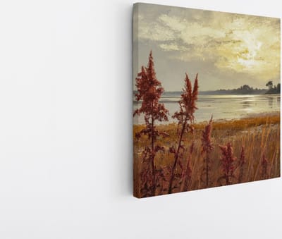 Saammp Canvas Schilderij - Abstract - botanisch - Landschap - Natuur - 20x20 - Foto op canvas - Wanddecoratie - Muurdecoratie Woonkamer - Slaapkamer decoratie - Canvas Print