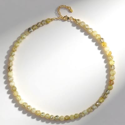 Cavill - Vergulde 925 Sterling Zilveren Halsketting - Facetgeslepen Ronde Rutielkwarts Kristallen 7.5 mm - 155.582 ct - Braziliaanse Edelsteen - 45 cm