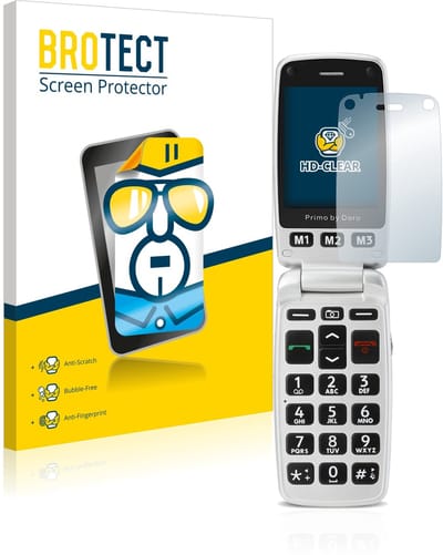 BROTECT - Screenprotector voor Doro Primo 413 - Folie Beschermfolie transparant 2 Stuks