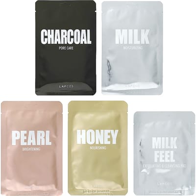 Lapcos, Beauty Variety, Revitalizing Variety Beauty Sheet Mask Set, 4 sheets + 1 pad