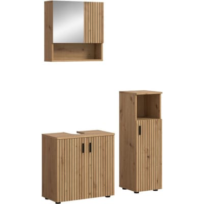 Badcombinatie Set Artisan Eik - 3-delige Badkamer Meubels met Spiegelkast - 105x180x30cm