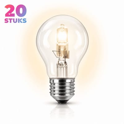 20x Peertje Halogeenlamp E27 - 100W - Warm Wit Licht (2700K) - 1900 lm - 2 jaar - Dimbaar