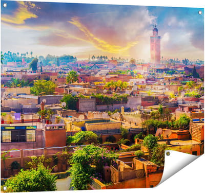 Gards Tuinposter Medina van Marrakesh in Marokko - 100x80 cm - Tuindoek - Tuindecoratie - Wanddecoratie buiten - Tuinschilderij