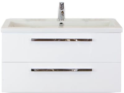 Seville Badmeubelset 100 cm - Wit Hoogglans - Wastafel Djazz 1 Kraangat