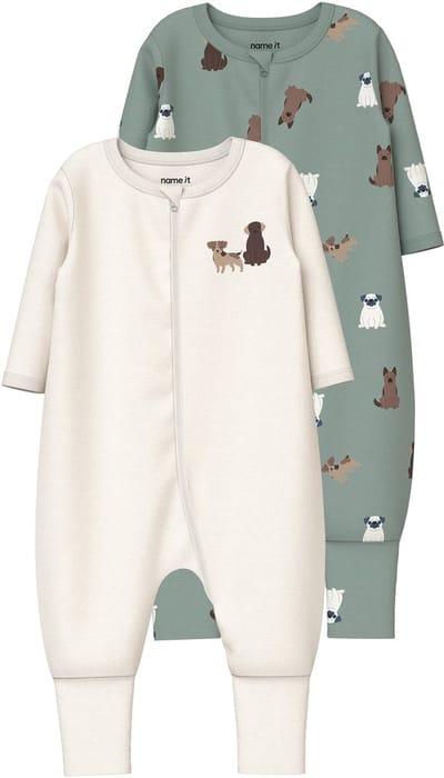 NAME IT- NBMNIGHTSUIT 2P ZIP FF DOG NOOS - Jongens - Sleepsuit