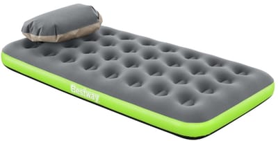 Bestway – Luchtbed – 1-Persoons – 99×188×22 cm – Grijs/Groen – Incl. 3-in-1 Opbergtas - Luchtbed 1 Persoon - Camping - Buiten - Reizen - Draagtas