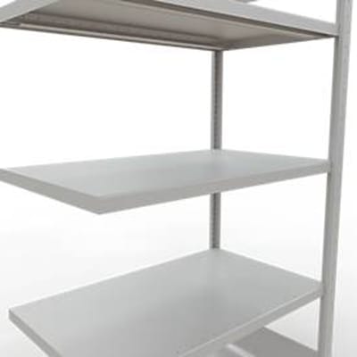 Schulte Lagertechnik MULTIplus 250 rekkensysteem zonder boutverbindingen, lengte bout, 2000x1000x600 mm, 5 legborden, lichtgrijs