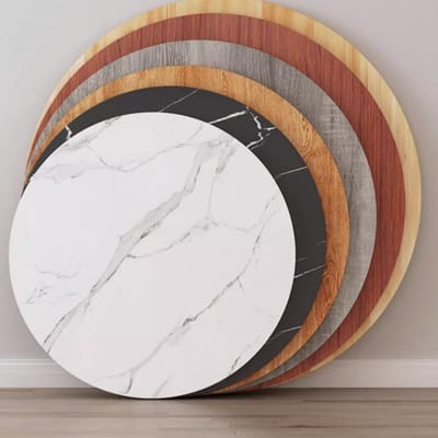 Houten Tafelblad - Cirkelvormig Blad - Vervangend Tafelblad - Weerbestendig Materiaal - 100cm Diameter - Black Stone