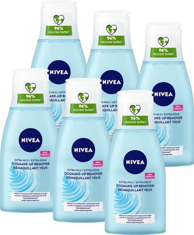 NIVEA Extra Milde Oogmake-remover - Reinigingslotion - Make-up Remover - Hyaluronzuur - Cleanser voor de gevoelige huid - Voordeelverpakking - 6 x 125 ml
