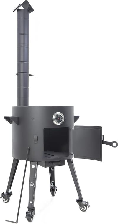 Oezbeekse Kookplaat - Buitenkeuken Vuurpot - Authentiek Koken - Inclusief Thermometer - Diameter 40 cm - Zwart